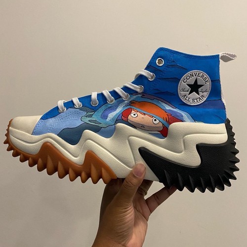 Pre-owned Converse Hand Painted  Run Star Motion High Shoe Custom (any Theme/men's Sizing) In White