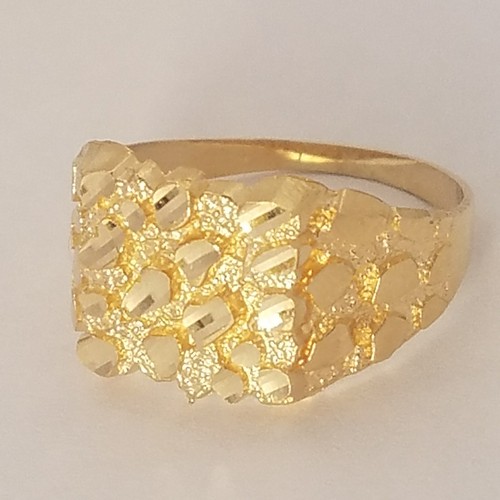 Pre-owned Handmade Man's Solid 14k Yellow Gold Nugget Ring S 9 10 11 12