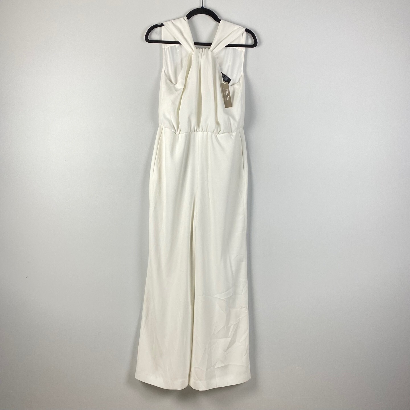 Chicos Drape Front Jumpsuit Womens 0 US Small Antique White