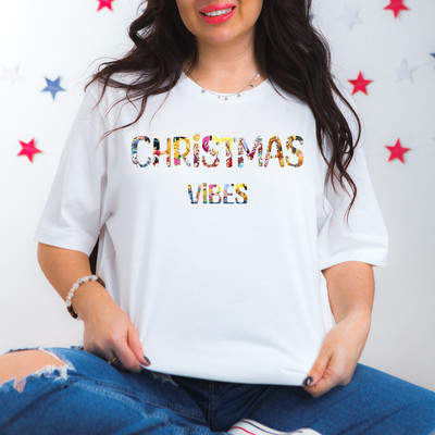 Christmas Vibes Tshirt, Womens Christmas Tshirt, Winter Shirt