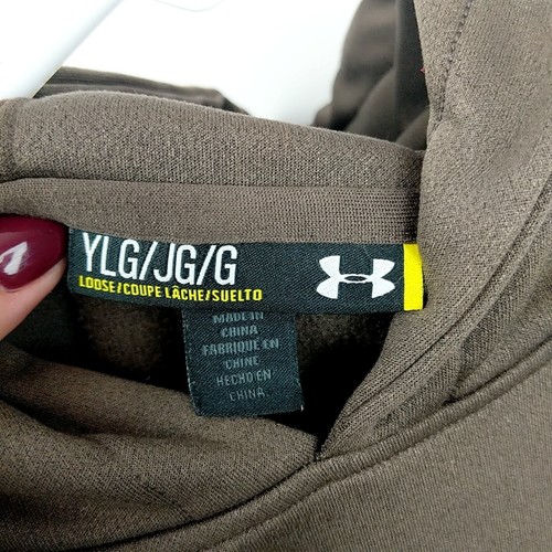 UNDER ARMOUR BROWN ORANGE YLG HOODIE KANGAROO POCKET BOYS