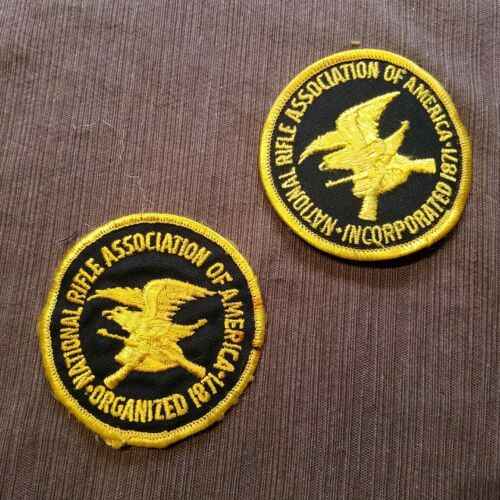 Two (2) Round NRA Patches - National Rife Association Yellow B...