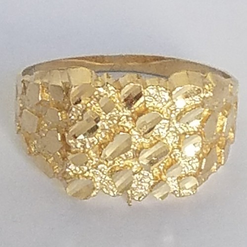 Pre-owned Handmade Man's Solid 14k Yellow Gold Nugget Ring S 9 10 11 12