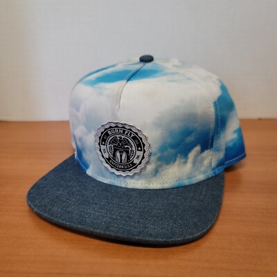 BORN FLY ANYTOWN USA SKY CLOUD PATTERN SNAPBACK