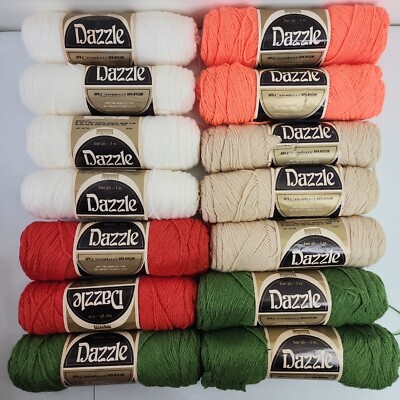 Lot of 14 Vintage Dazzle Yarn 50% Creslan 50% Nylon Worsted Machine Washable