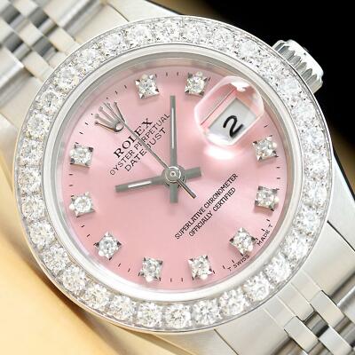 LADIES ROLEX DATEJUST 69174 PINK FACTORY DIAMOND DIAL WATCH