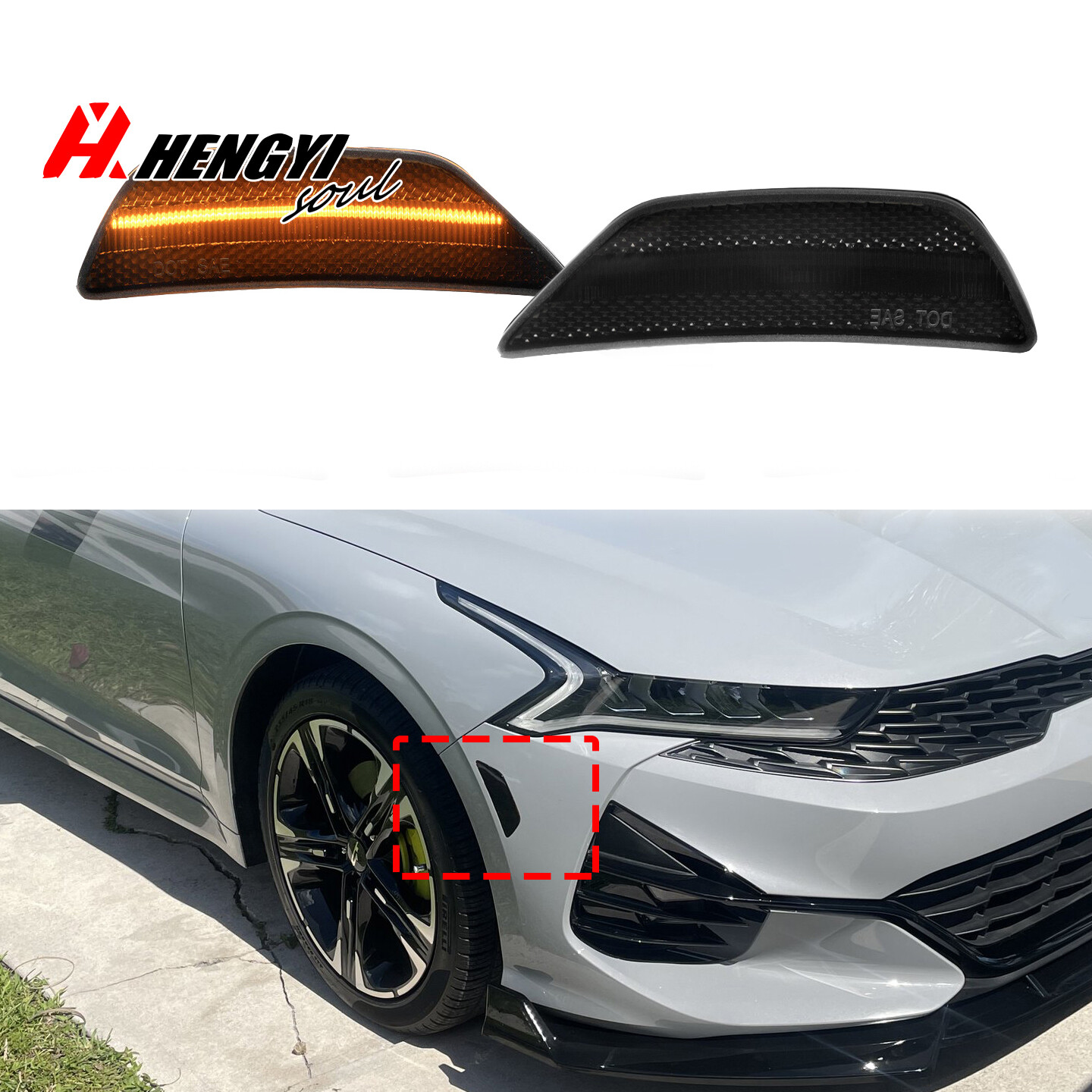 For 2021-2024 Kia K5 Smoked Front Bumper LED Side Marker For 2021-2024 Kia K5 Smoked Front Bumper LED Side Marker