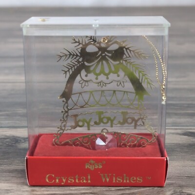 1989 Russ Berrie & Co. Christmas Tree Ornament Joy Bell Crystal Wishes NIB 