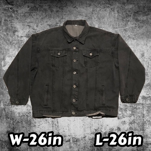 Y2K Black Denim Jean Jacket Blank Essential Street Wear Coat