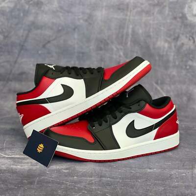 Кроссовки Air Jordan 1 Low Bred Toe 553558-612 — все размеры — экспресс-доставка