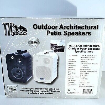Set of 5'' Patio Speakers Indoor Outdoor Black Pair Tic ASP25  25 Watt