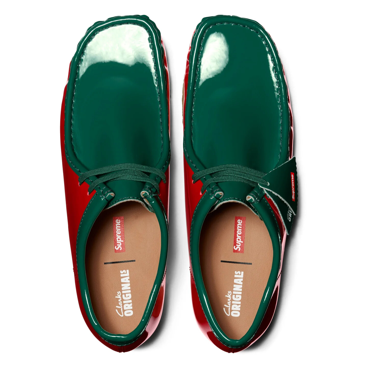 Pre-owned Clarks Sup-cl-24ss-gr Supreme  Patent Leather Wallabee Multicolor In Green