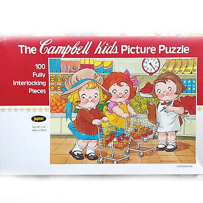 Vintage Campbell Kids Picture Puzzle "Super Marketing" 100 Piece Jigsaw 18 x 13