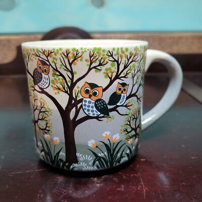 Otagiri Owl Family in Tree Coffee Mug Stoneware Cup Japan New Condition NOS