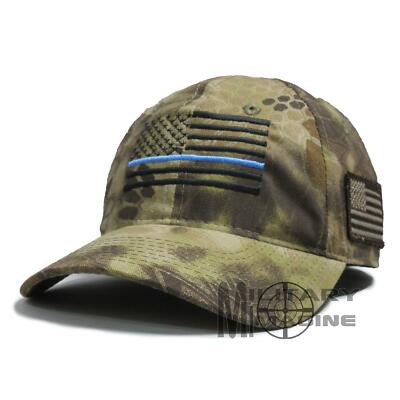 Thin Blue Line Flag Kryptek HIGHLANDER American Flag Cap Hat Law Enforcement