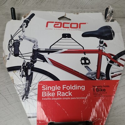 Racor Single Folding Bike Rack Wall Mount Black PSB-1R Space Saving Bike Hanger