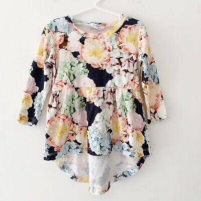 Phoenix and the Fox Floral Long Sleeve Top High-Low Size 2