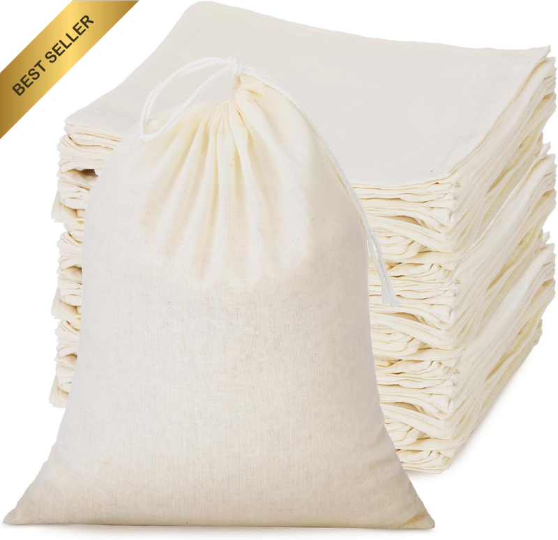 50 Pieces 4 X 6 Inches Muslin Cotton Drawstring Bags Canvas Linen Sachet Bag Reu