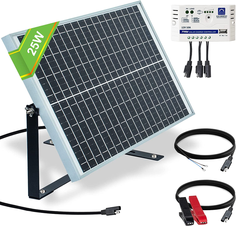 25 Watts 12V off Grid Solar Panel SAE Connector Kit: Waterpr