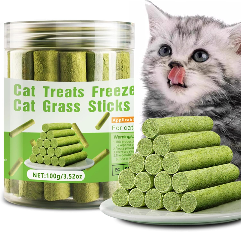 Cat Natural Grass Teething Stick 100G for Hairball Removal, Kitten Chew for Dent