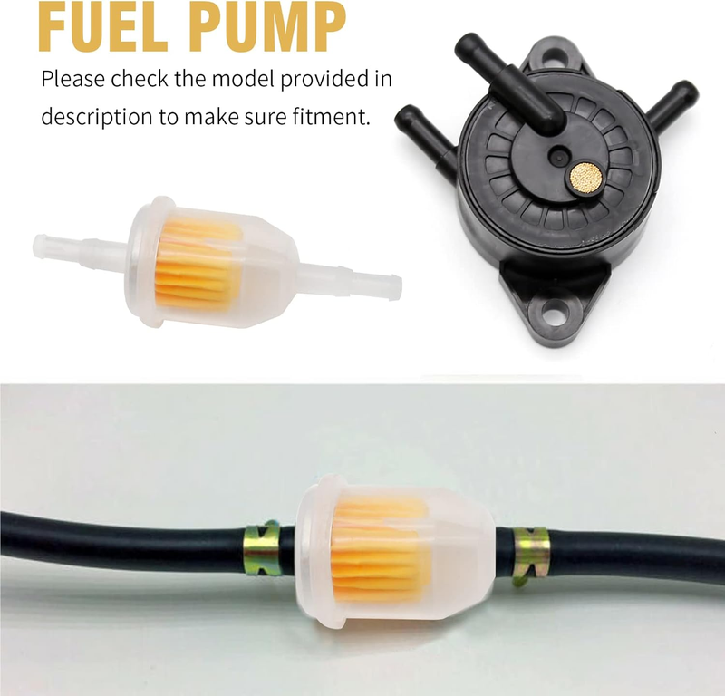 Fuel Pump with Fuel Filter Replacement for Briggs & Stratton, Kohler, John Deere