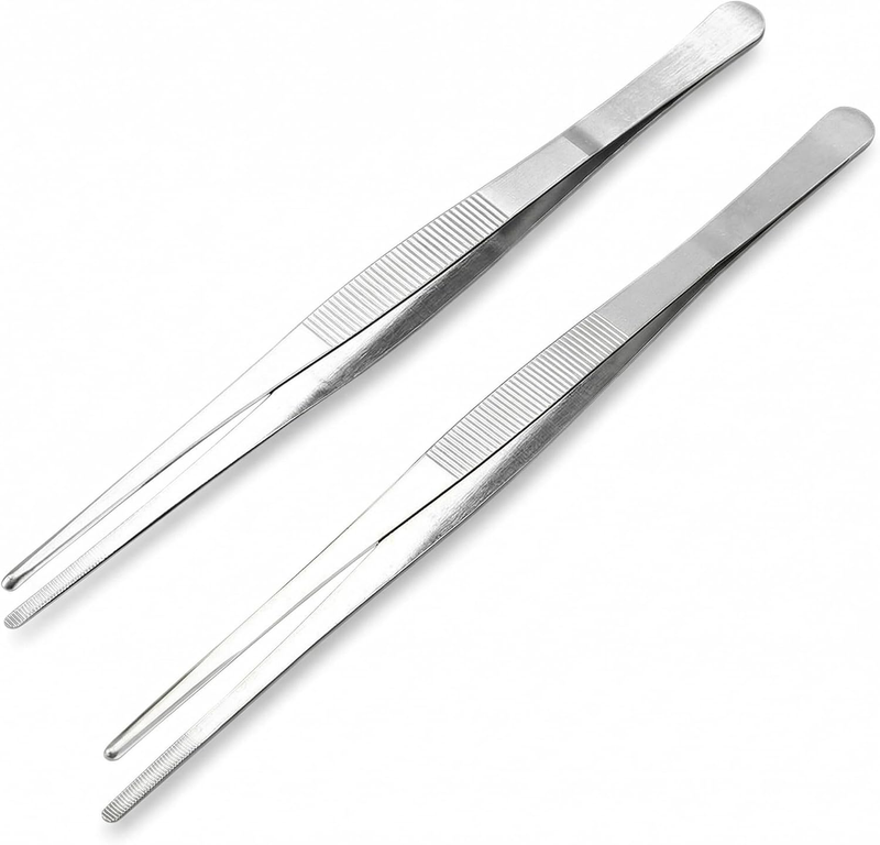 2 Piece Stainless Steel Kitchen Tweezer Set (25Cm & 30Cm) for Plating & BBQ, Pre