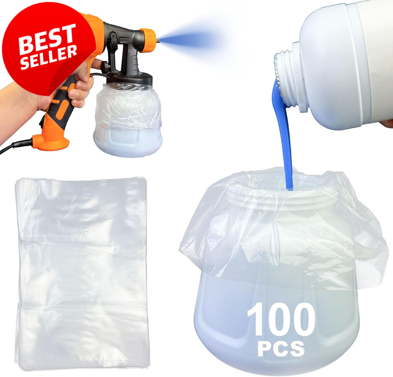 100pc Paint Sprayer Cup Liners 7.8x11.8 Wagner - US
