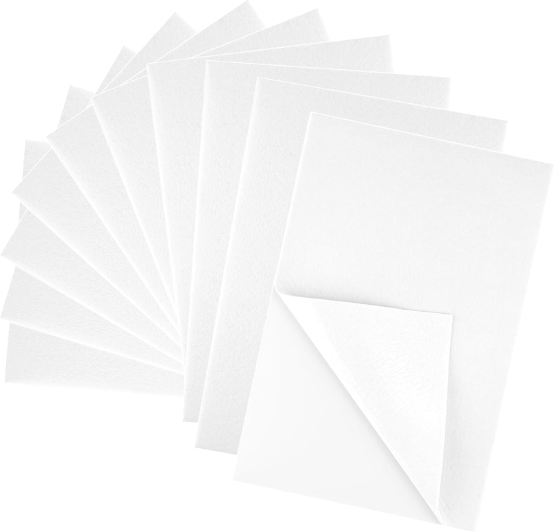 10PCS White Self Adhesive Felt Fabric Sheets Sticky Felt Sheets for Craft Suppli