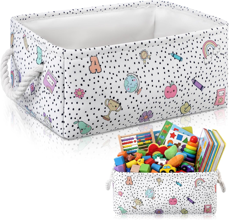 Tallew Back to School Classroom Storage Bin Prize Box with Rope Handle