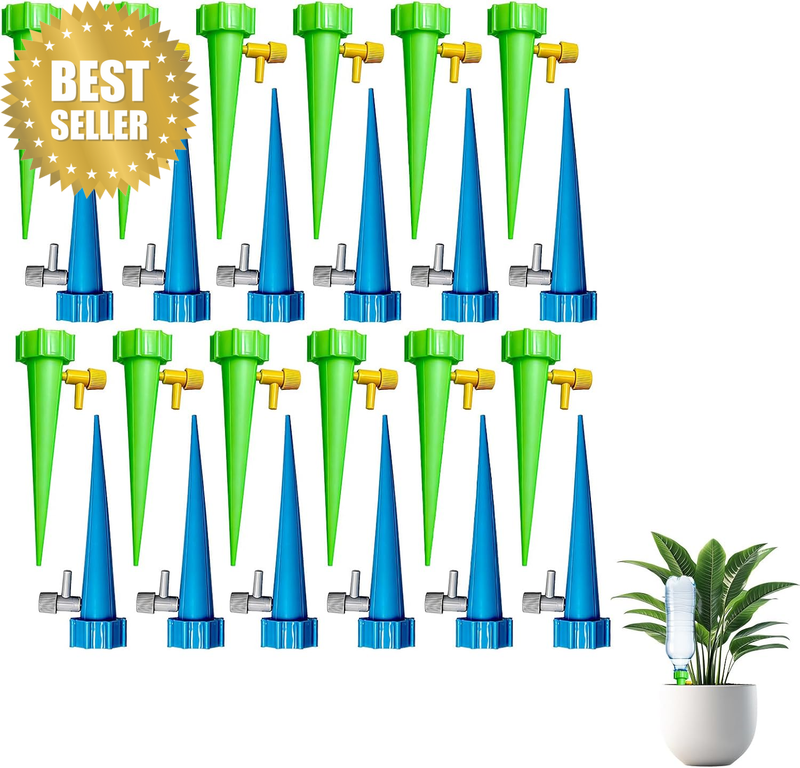 24 Pack Self Watering Spikes with Adjustable Valve Switch, Automatic Plant Water