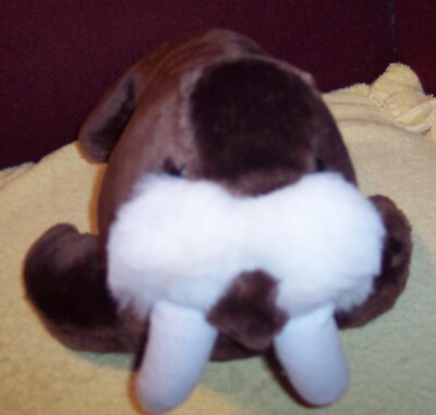 Adorable 14'' Plush Stuffed Toy Walrus Dark Brown & White Soft Lovey GUC
