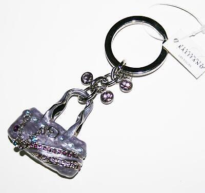 Alexander Kalifano Purple Enameled Handbag Key Chain with Crystals -NEW- #1951