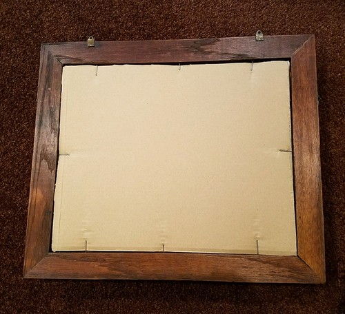 Antique Frame Print Mirror Oak STICK & BALL Wall Magazine LetterRack Mail Holder