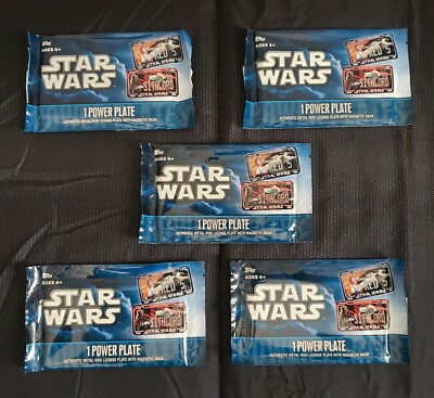 5 NEW Topps STAR WARS Magnetic POWER PLATE Blind Bag HOPE Empire JEDI Force LOT