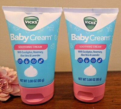 (2) VICKS BABY Cream SOOTHING CREAM Vapors Moisturizing 3 oz EACH Discontinued?