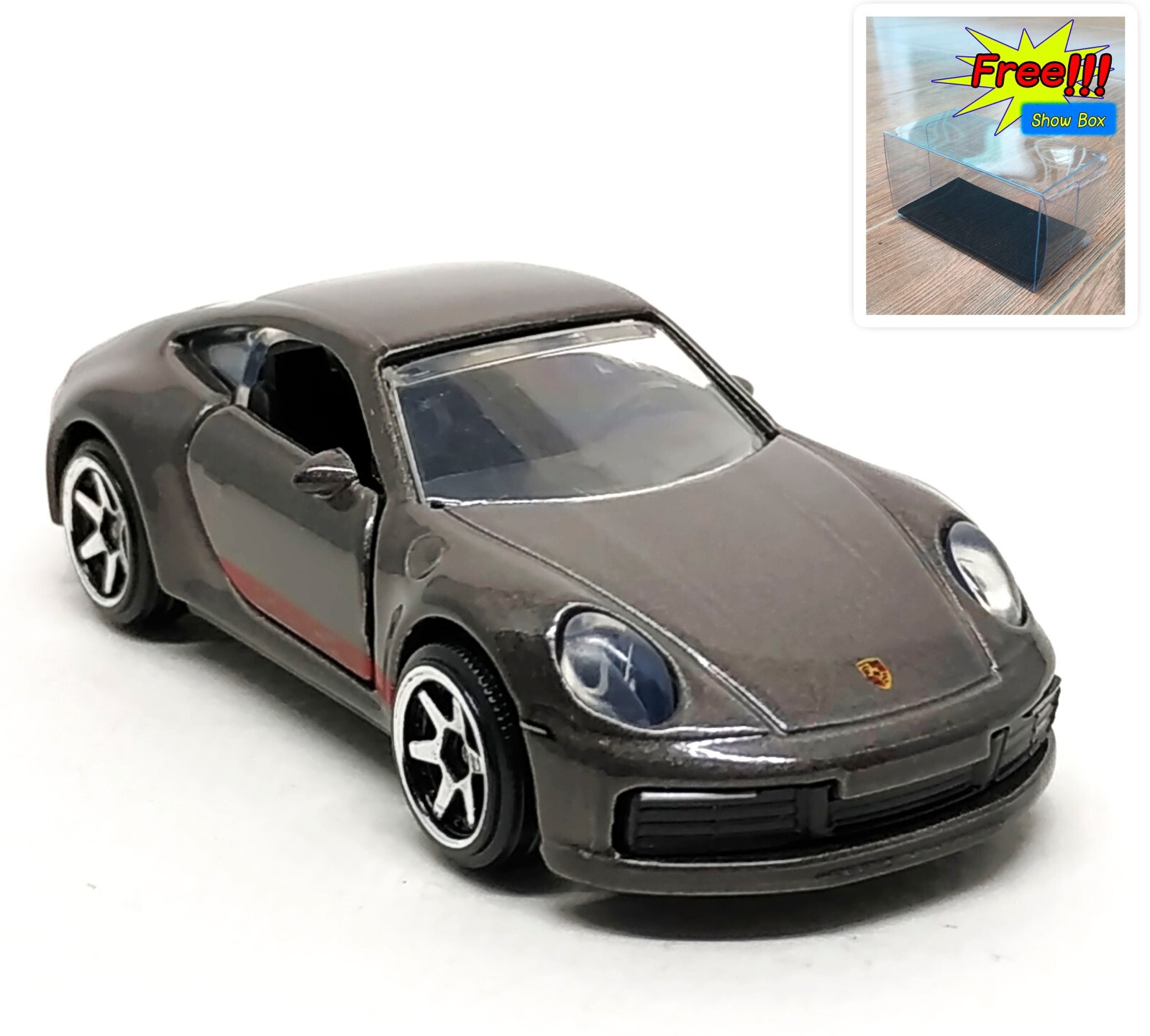 Majorette Porsche 911 Carrera S Dark Gray - Red Stripes 1:60