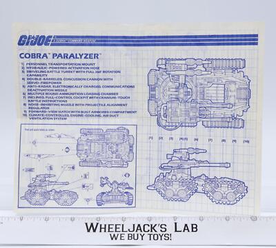 Cobra Paralyzer 1991 ORIGINAL Instructions/ Blueprints G.I. Joe Hasbro Vehicle