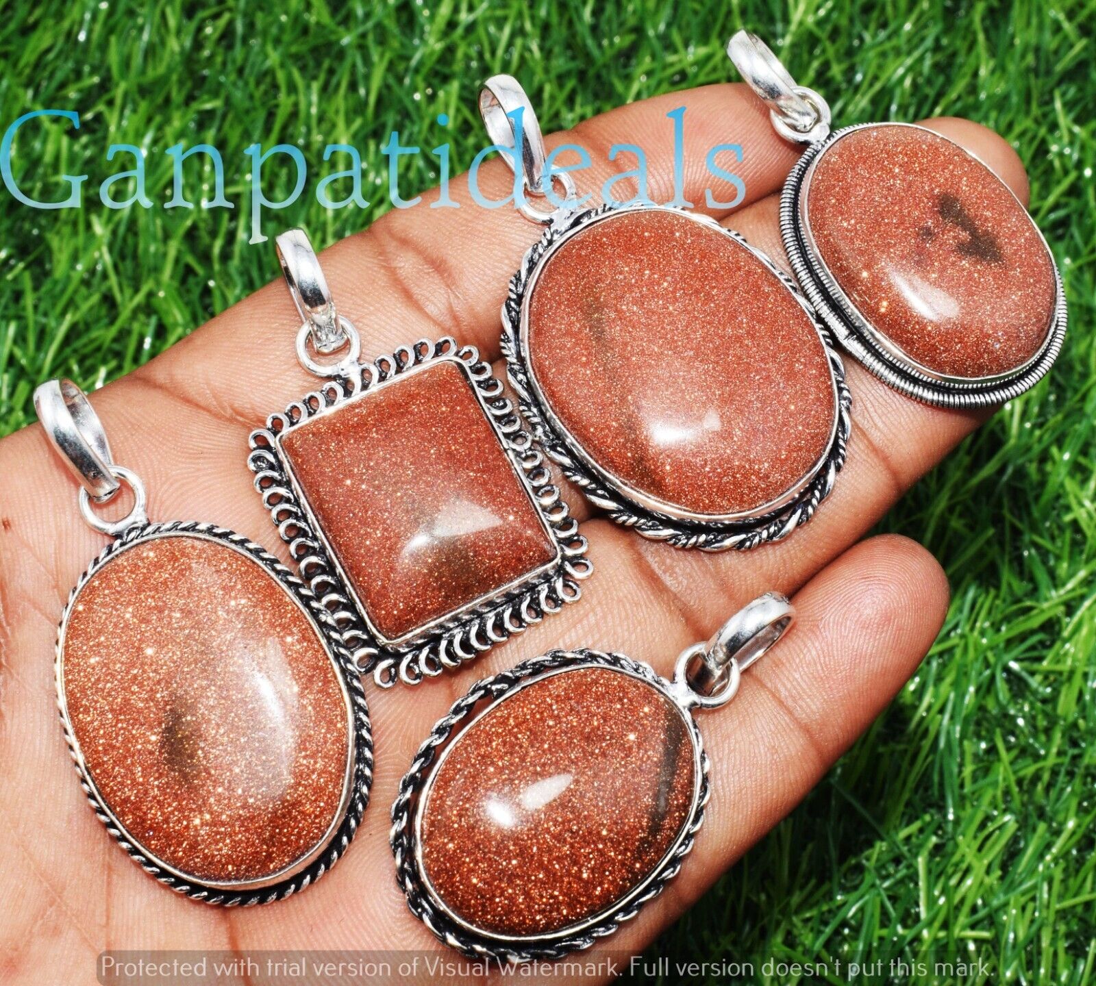Goldstone Gemstone 5pcs Wholesale Pendant Lots 925 Silver Goldstone Gemstone 5pcs Wholesale Pendant Lots 925 Silver
