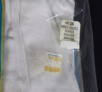 Vintage Underwear JCPenny Ankle Length Drawers Long Deadstock White NOS NIP 36