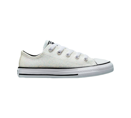 Converse Winter Glitter Chuck Taylor All Star Shoes Silver White UK