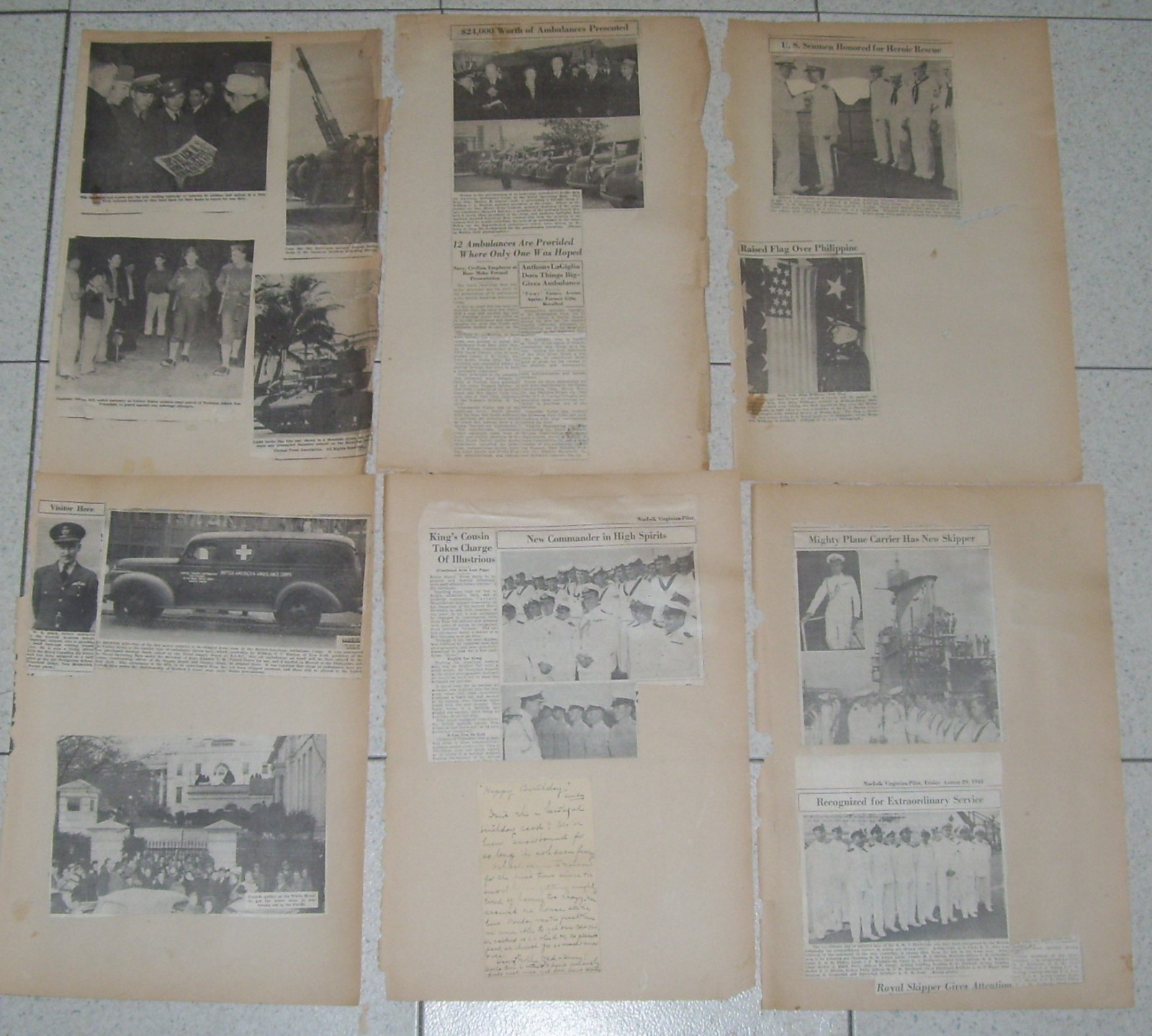WWII Vintage Scrapbook Pages Newspaper Ephemera WW2 Roanoke VA 1941 to 1945