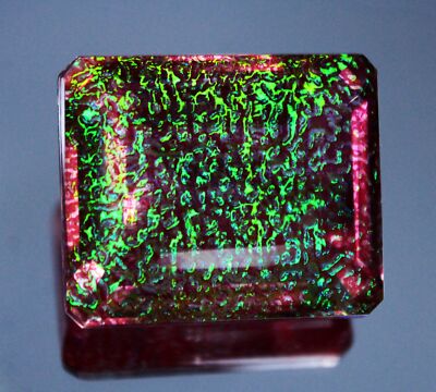 100 Ct NATURAL Monarch Fire Opal Doublet Emerald Cut Loose Gemstone Certified