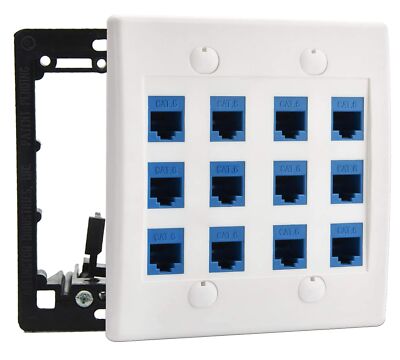 Ethernet Wall Plate 12 Port Rj45 Cat6 Ethernet Wall Outlet Female To Female Cat6