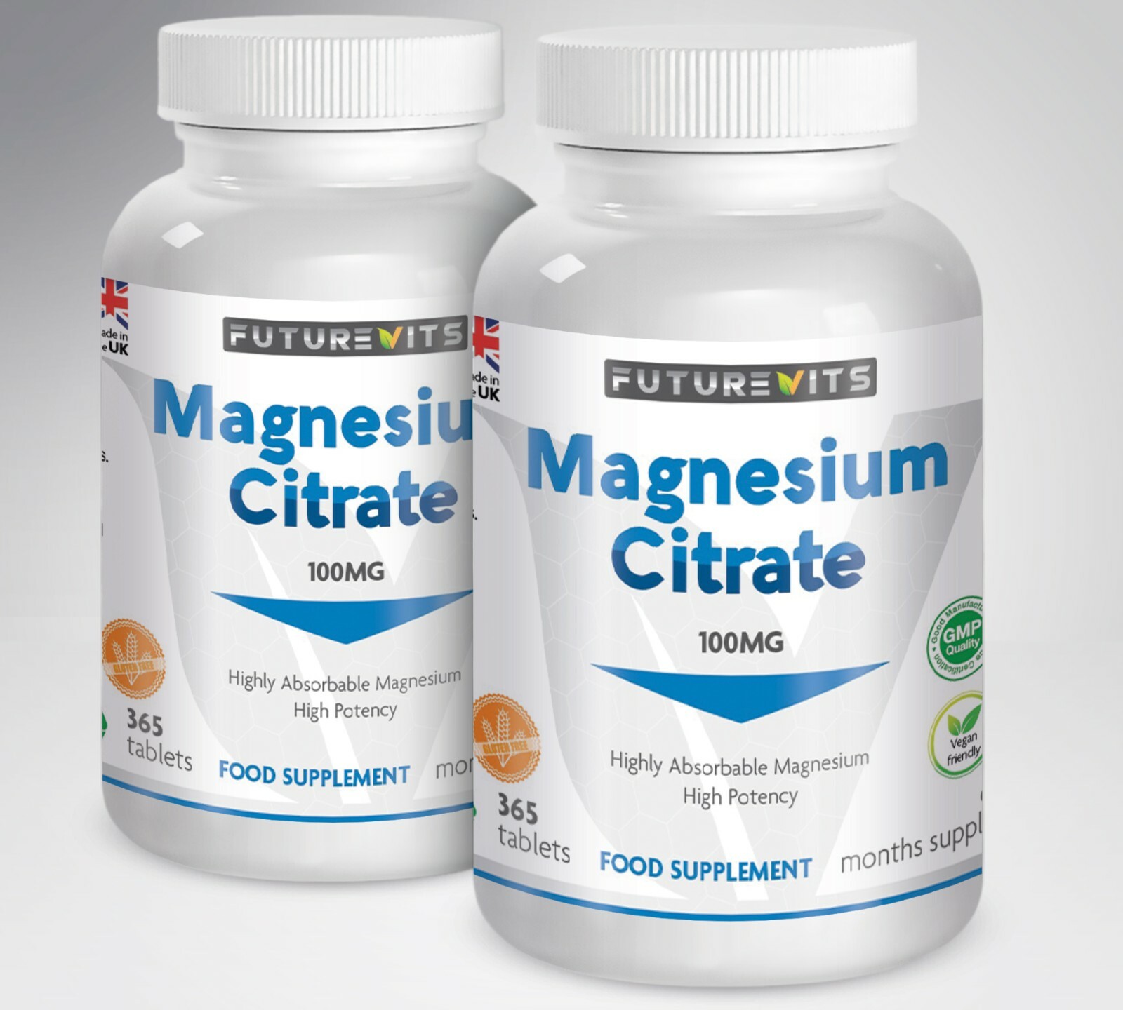 Magnesium Citrate 2 Bottles 2 x 365 1 years supply Premium Quality