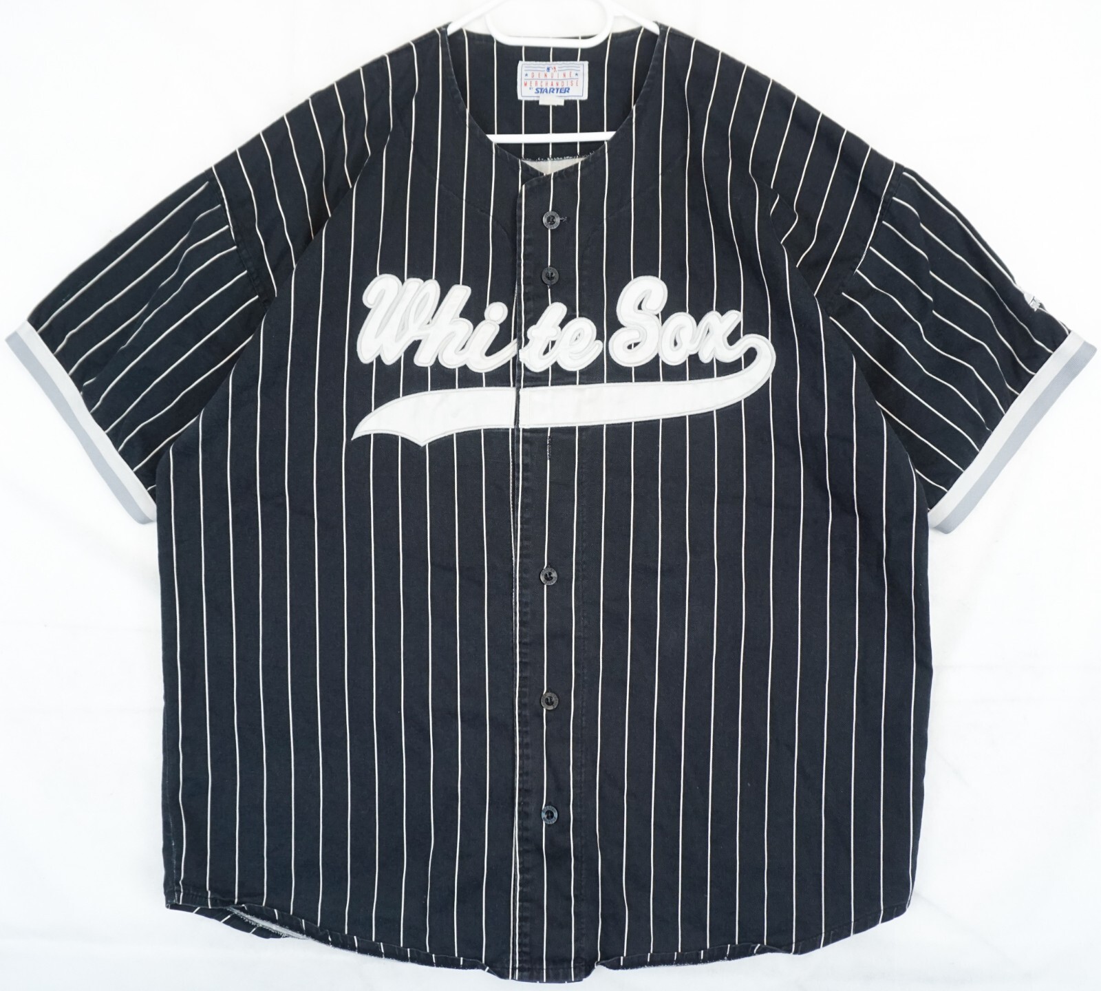 Vintage 90s Starter White Sox Black Pinstripe Cotton