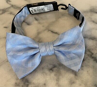 JF J Ferrar Blue Check Gingham Woven Adjustable Pretied Bowtie Bow Tie MSRP $30