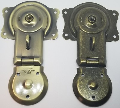 BLACK POWDER COATED Steel Trunk Lock with Keys - chest steamer vintage box old 