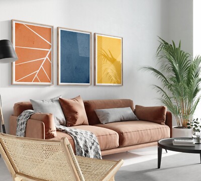 Abstract Wall Art Boho Color Vector Set Of 3 Colorfuol Trendy Abstract Paintings
