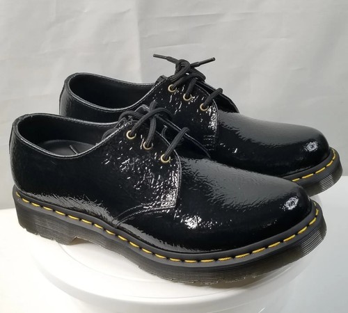 Dr. Martens 1461 Quadエナメルレオパードエンボス22.5cm NWT Dr Martens 1461 Quad FL Leather Platform Shoes 9 Black