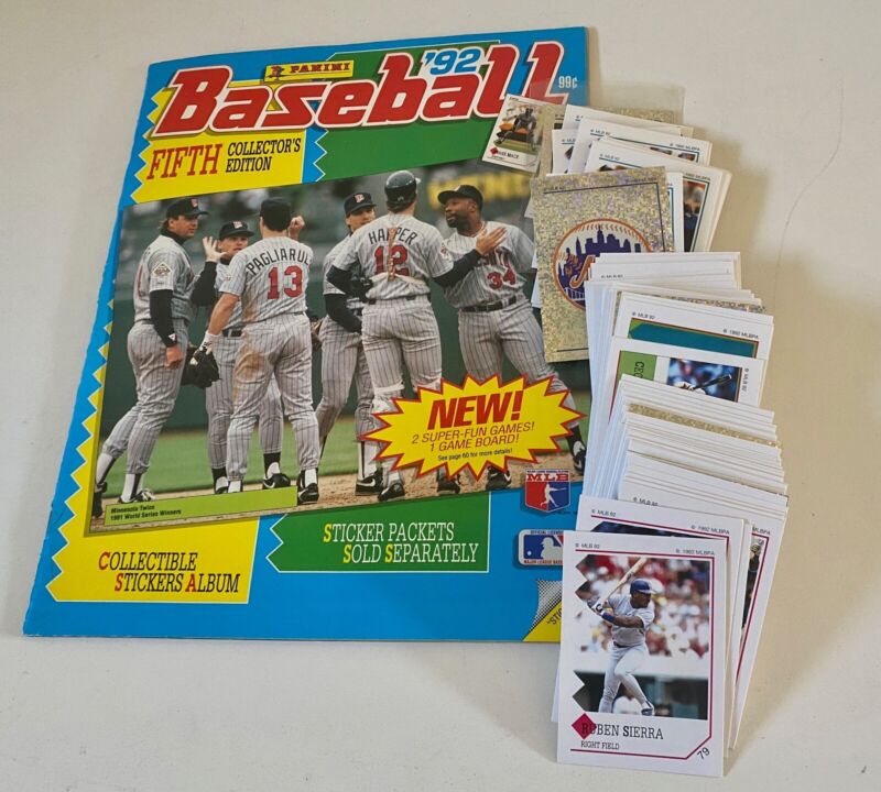 1992 Complete Set Panini Baseball Stickers (288 ) Plus Album 